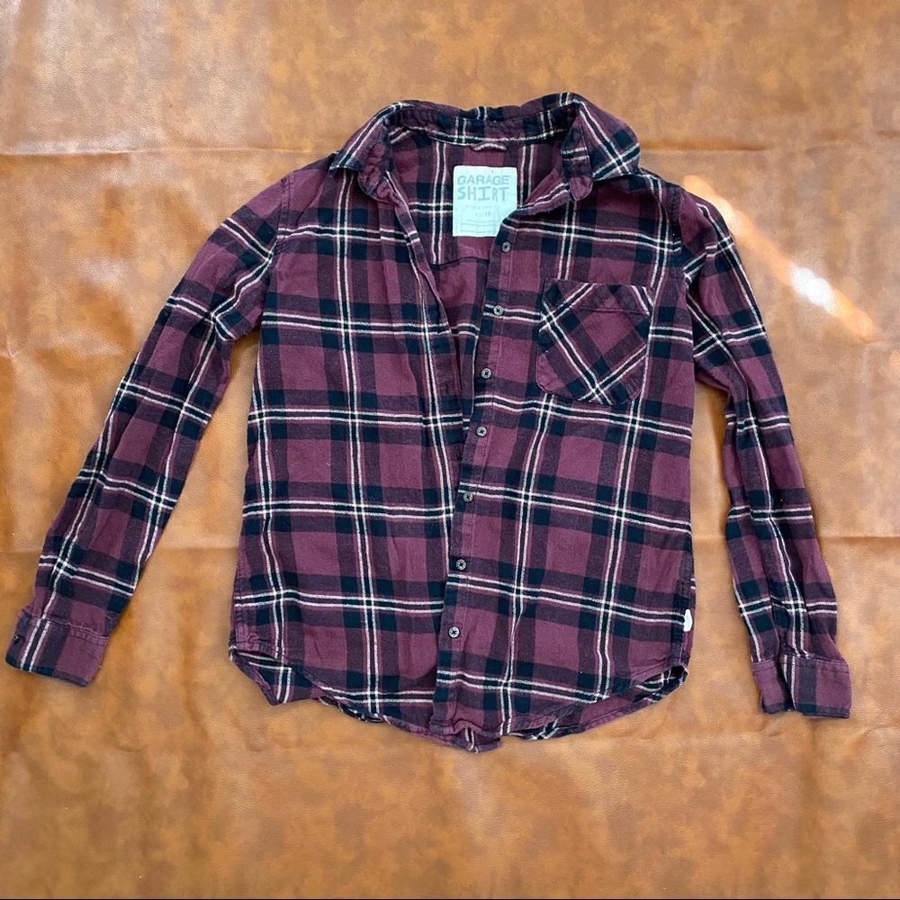 Garage Boyfriend Fit Flannel Shirt - Wine